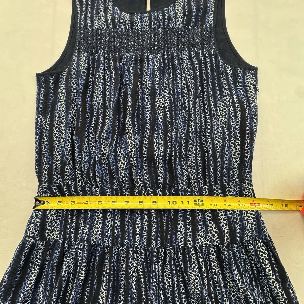Michael Kors Womens Size 6 Navy Blue Print Sleeveless Fit Flare Dress